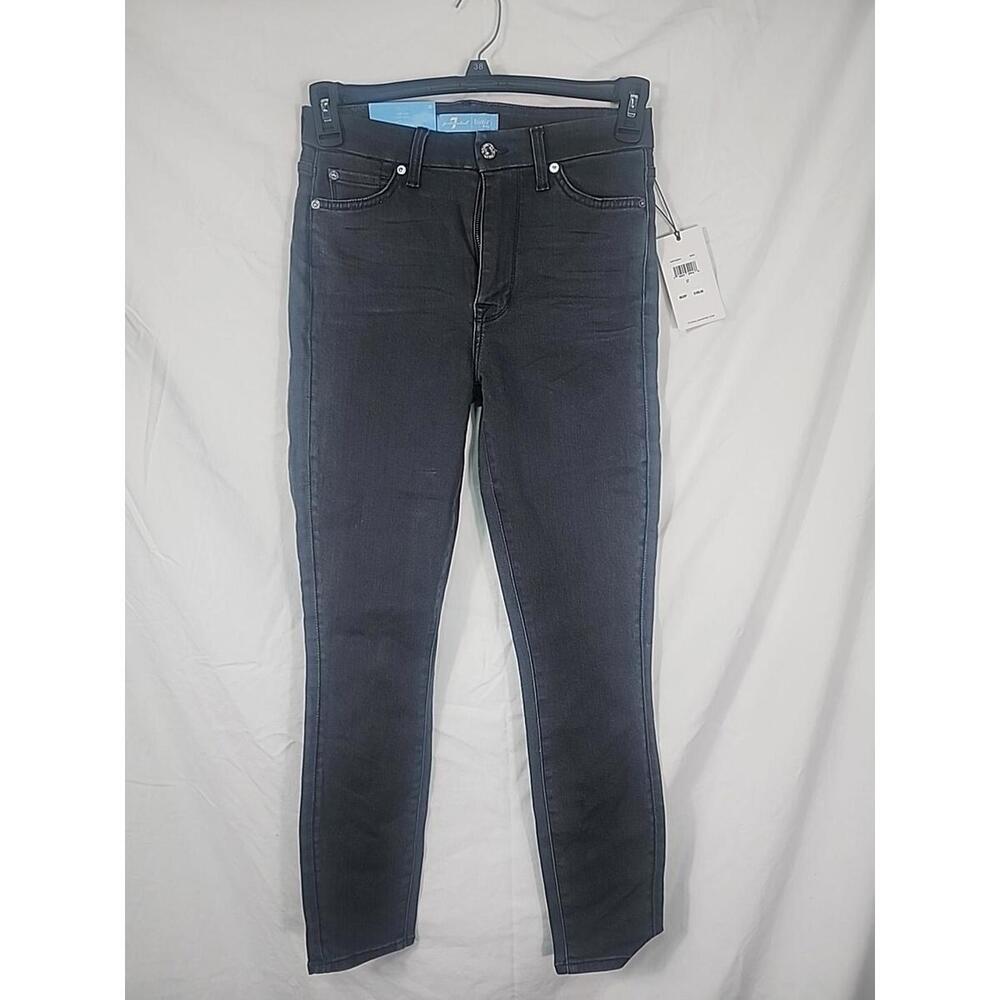7 For All Mankind High Waist Ankle Skinny in b(air) Evening Gray Jeans 27 X 26